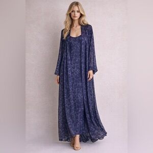 Victoria's Secret VTG gold label Purple Devore Robe & Nightgown Lingerie sz L